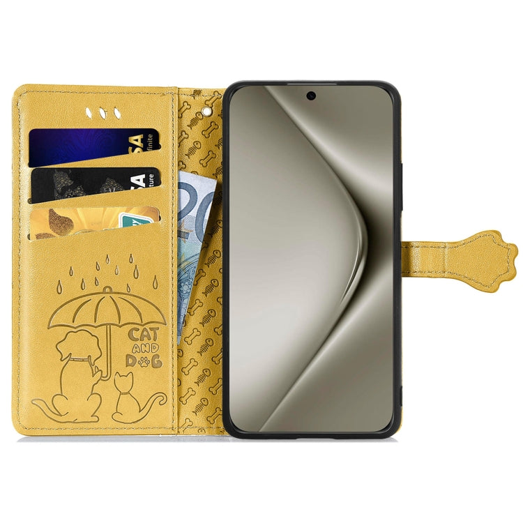 For Huawei Pura 70 Ultra Cat and Dog Embossed Leather Phone Case