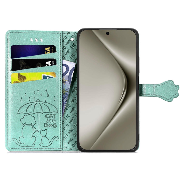 For Huawei Pura 70 Ultra Cat and Dog Embossed Leather Phone Case