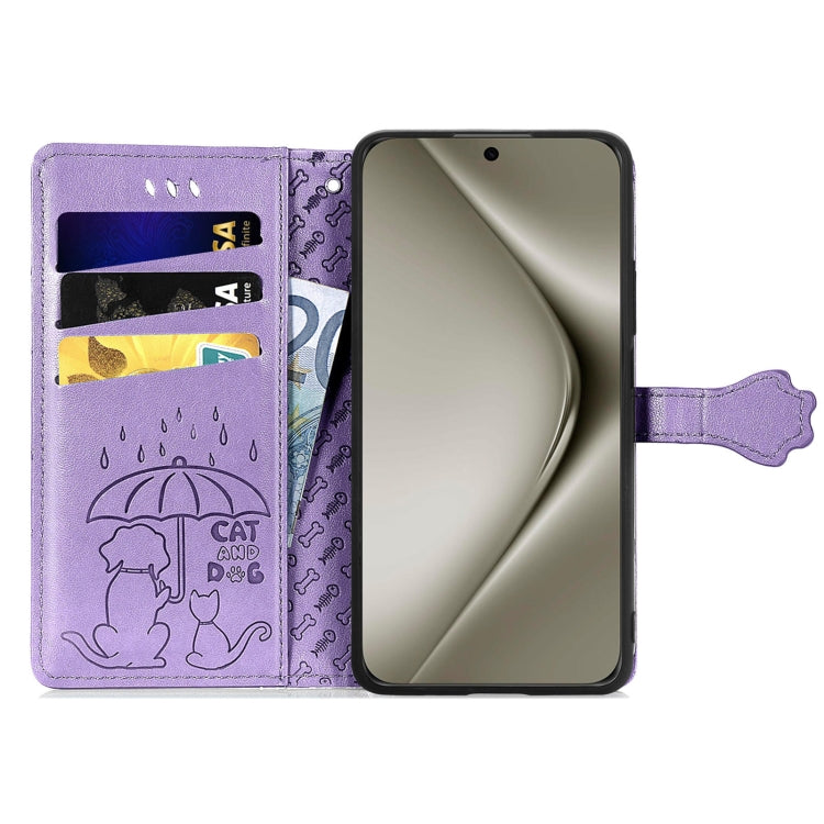 For Huawei Pura 70 Ultra Cat and Dog Embossed Leather Phone Case