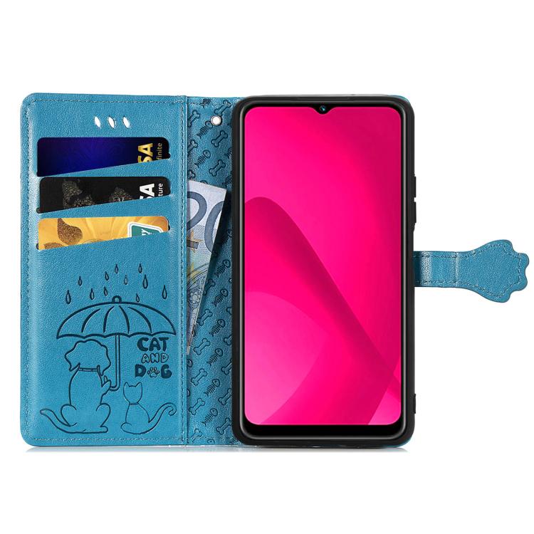 For Huawei Mate 70 Cat and Dog Embossed Leather Phone Case