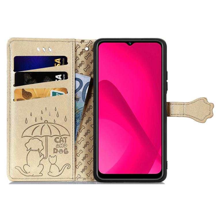 For Huawei Mate 70 Cat and Dog Embossed Leather Phone Case