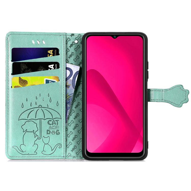 For Huawei Mate 70 Cat and Dog Embossed Leather Phone Case