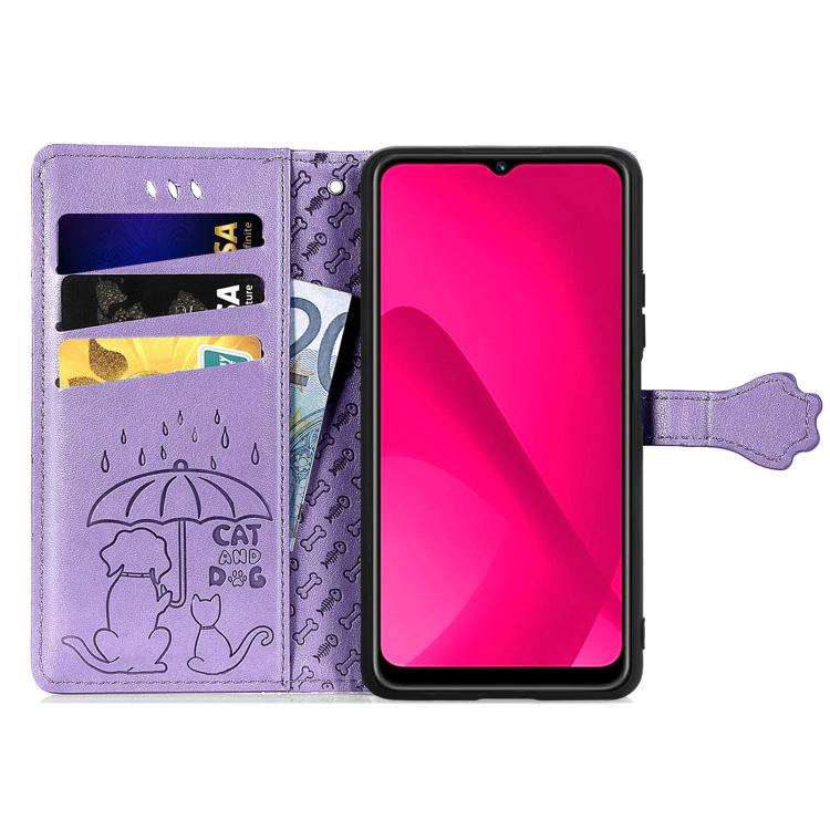 For Huawei Mate 70 Cat and Dog Embossed Leather Phone Case