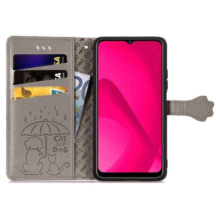 For Huawei Mate 70 Cat and Dog Embossed Leather Phone Case