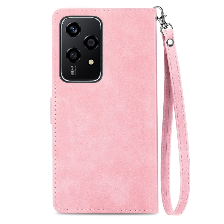 For Honor 200 Lite Global Embossed Flower Zipper Leather Phone Case