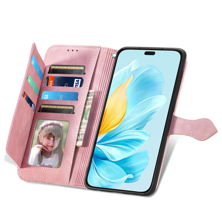 For Honor 200 Lite Global Embossed Flower Zipper Leather Phone Case