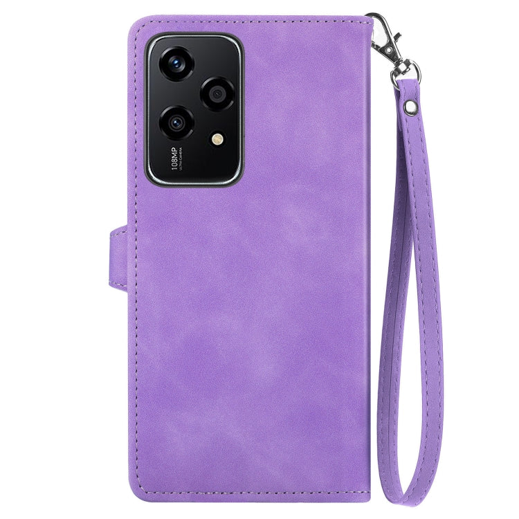 For Honor 200 Lite Global Embossed Flower Zipper Leather Phone Case