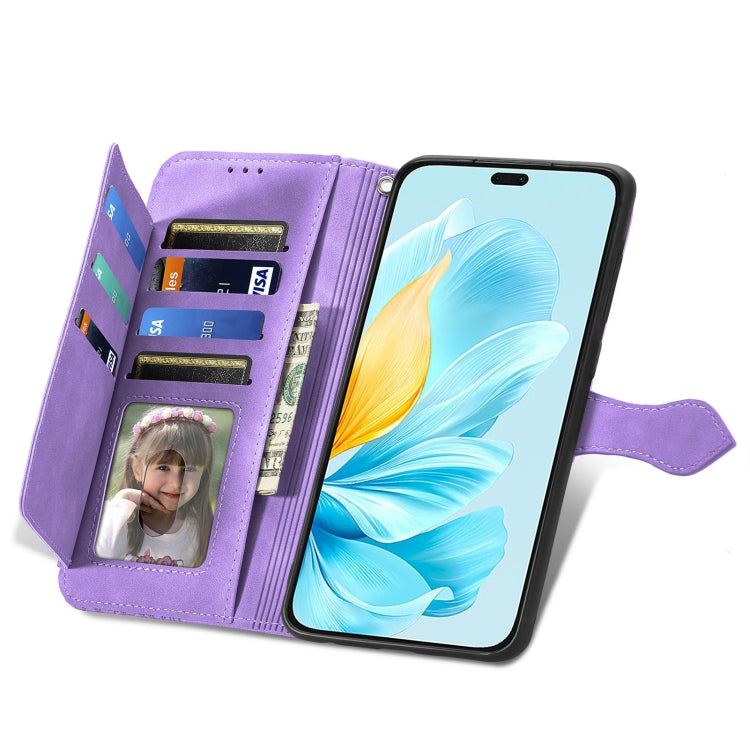 For Honor 200 Lite Global Embossed Flower Zipper Leather Phone Case