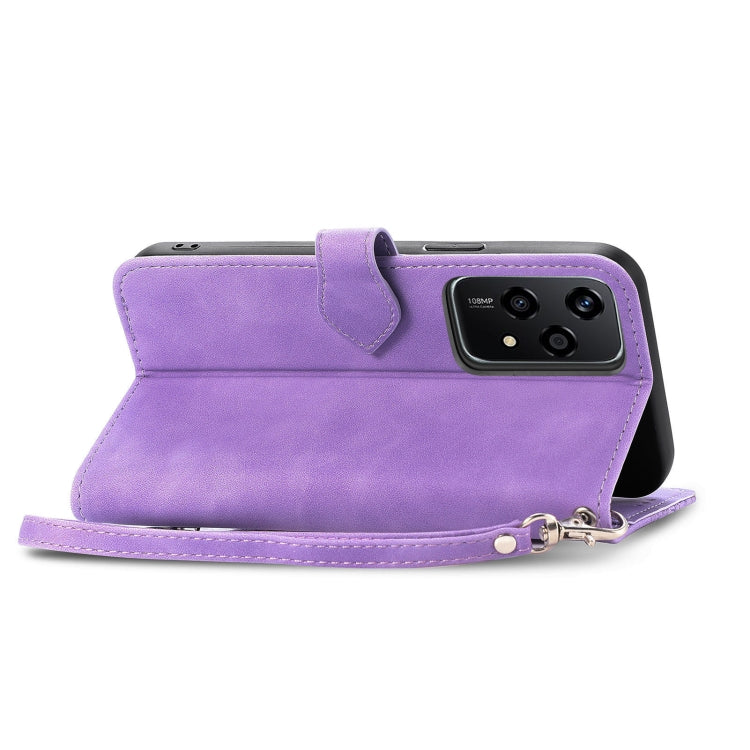 For Honor 200 Lite Global Embossed Flower Zipper Leather Phone Case