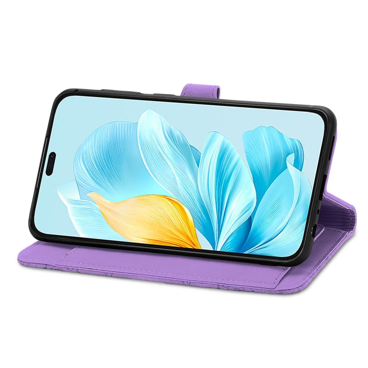 For Honor 200 Lite Global Embossed Flower Zipper Leather Phone Case