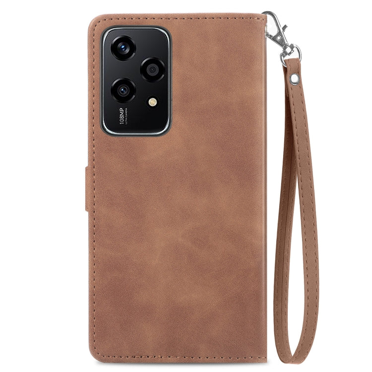 For Honor 200 Lite Global Embossed Flower Zipper Leather Phone Case