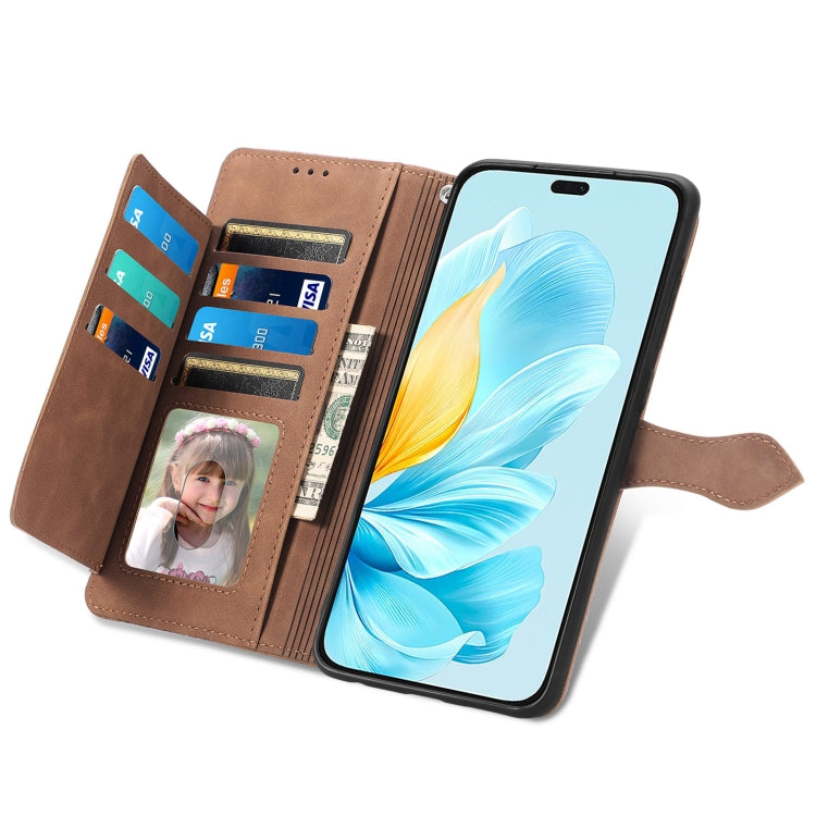 For Honor 200 Lite Global Embossed Flower Zipper Leather Phone Case