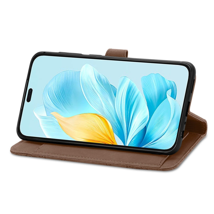 For Honor 200 Lite Global Embossed Flower Zipper Leather Phone Case