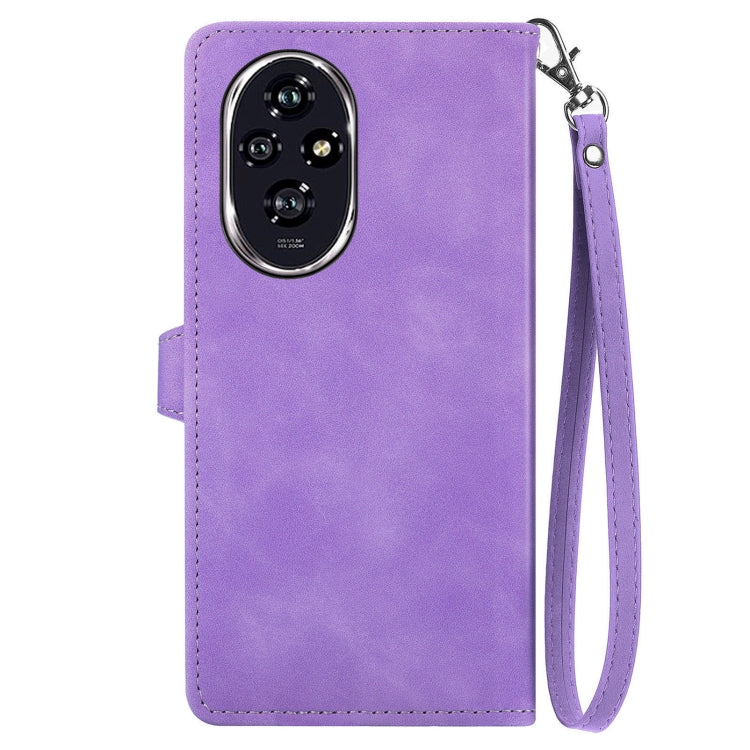 For Honor 200 Embossed Flower Zipper Leather Phone Case