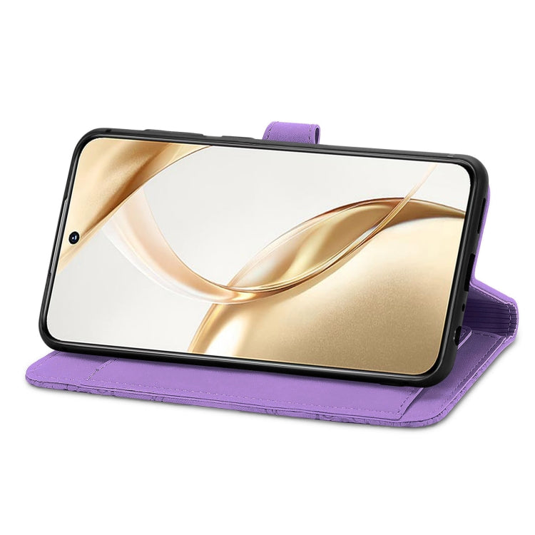 For Honor 200 Embossed Flower Zipper Leather Phone Case