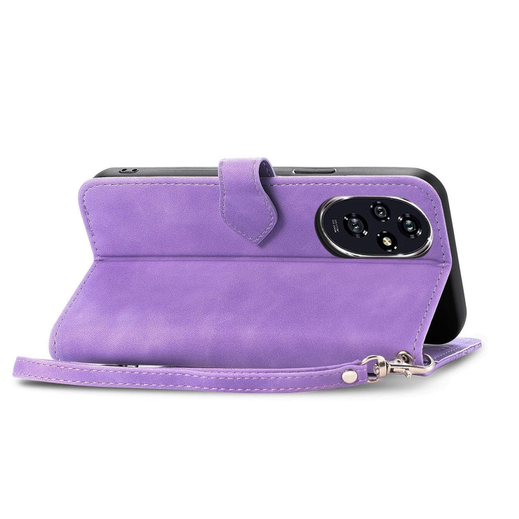 For Honor 200 Embossed Flower Zipper Leather Phone Case