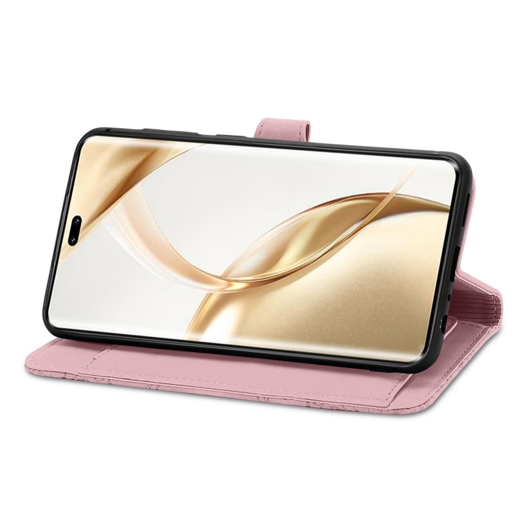 For Honor 200 Pro Embossed Flower Zipper Leather Phone Case