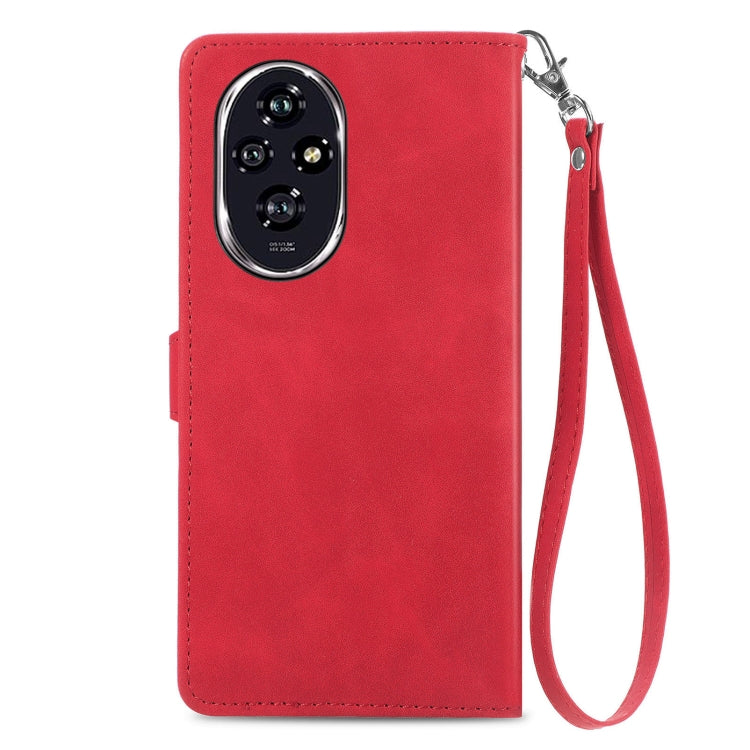 For Honor 200 Pro Embossed Flower Zipper Leather Phone Case