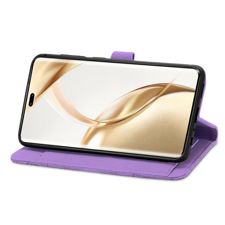 For Honor 200 Pro Embossed Flower Zipper Leather Phone Case