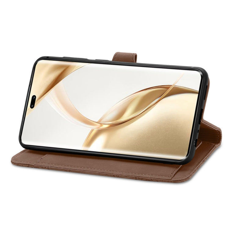 For Honor 200 Pro Embossed Flower Zipper Leather Phone Case