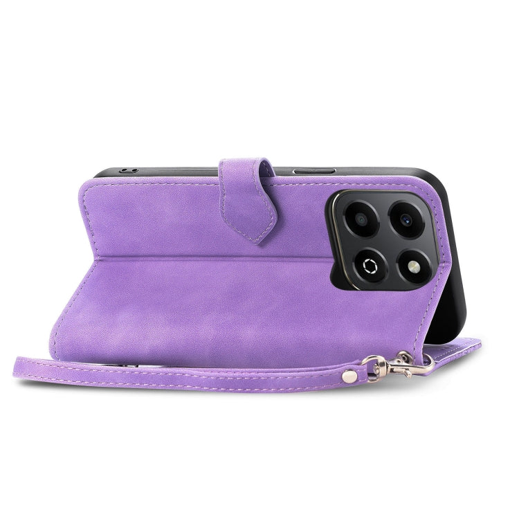 For Honor 200 Smart Embossed Flower Zipper Leather Phone Case