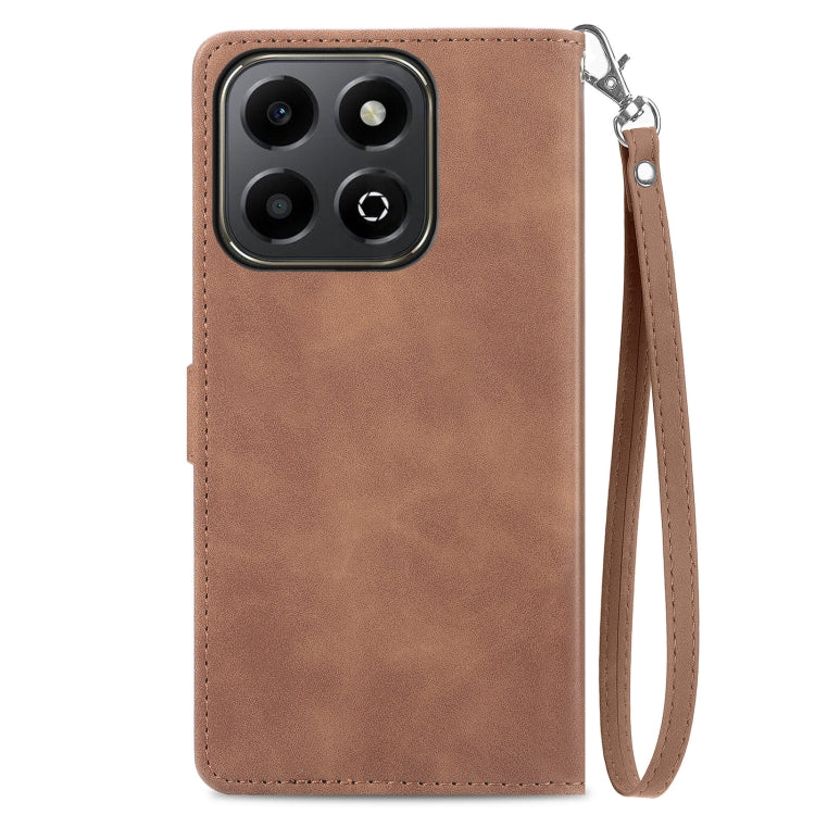For Honor 200 Smart Embossed Flower Zipper Leather Phone Case