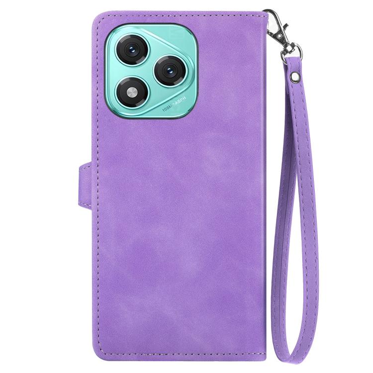 For Honor 400 Lite Global Embossed Flower Zipper Leather Phone Case