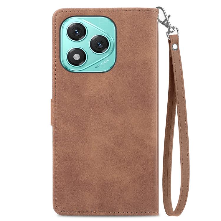 For Honor 400 Lite Global Embossed Flower Zipper Leather Phone Case