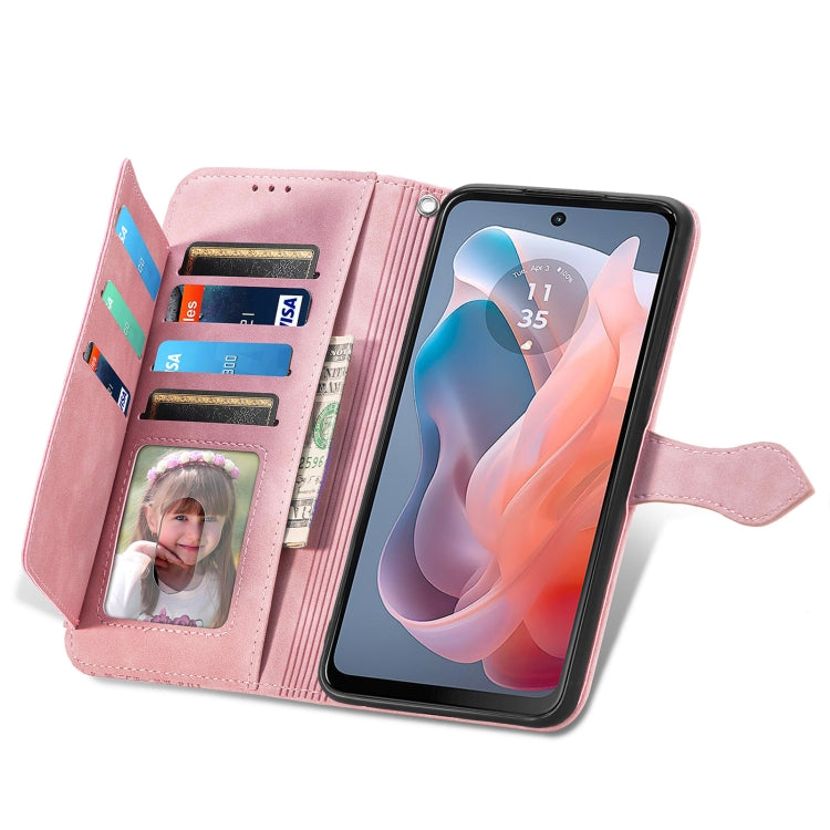 For Motorola Moto G Play 2024 Embossed Flower Zipper Leather Phone Case