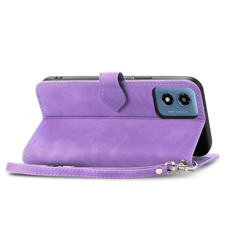 For Motorola Moto G Play 2024 Embossed Flower Zipper Leather Phone Case