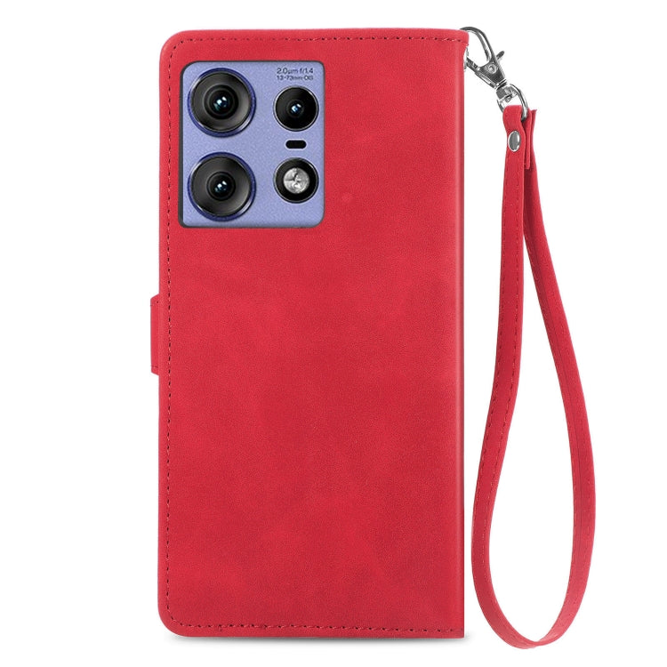 For Motorola Edge 50 Pro Embossed Flower Zipper Leather Phone Case