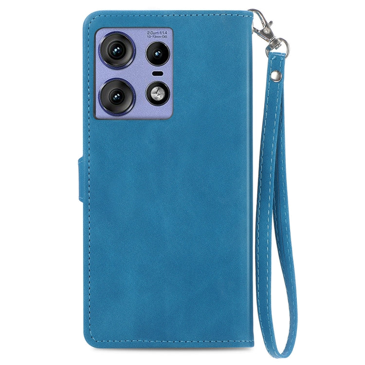 For Motorola Edge 50 Pro Embossed Flower Zipper Leather Phone Case