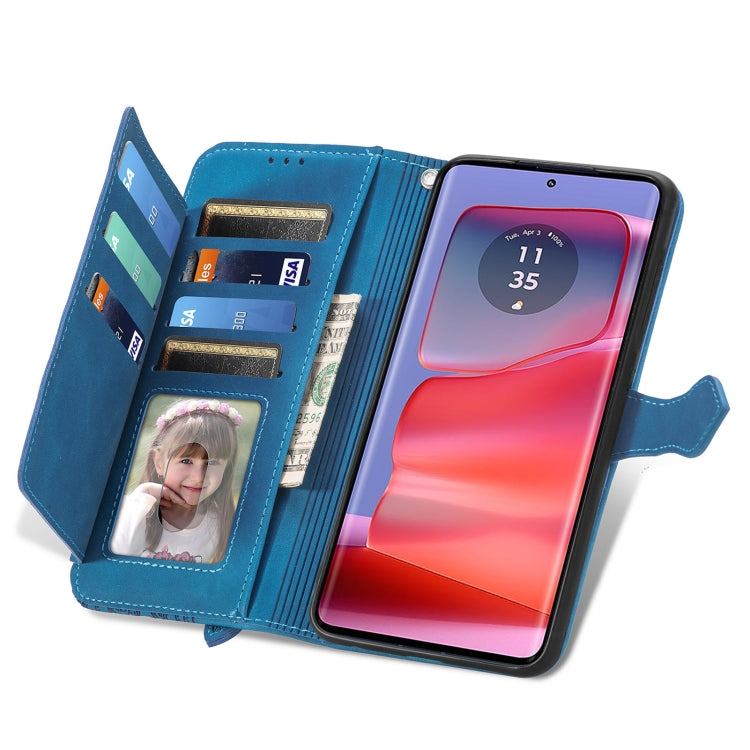 For Motorola Edge 50 Pro Embossed Flower Zipper Leather Phone Case