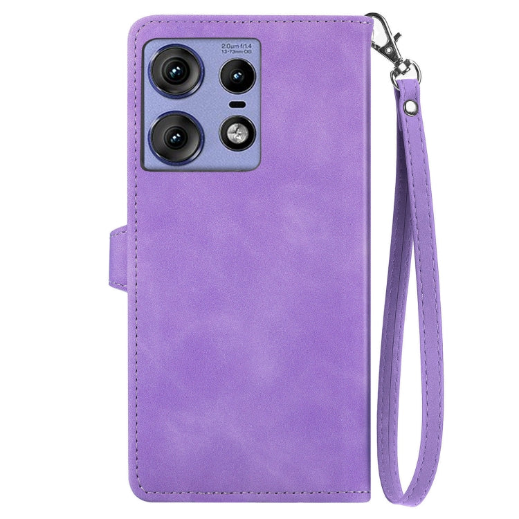 For Motorola Edge 50 Pro Embossed Flower Zipper Leather Phone Case