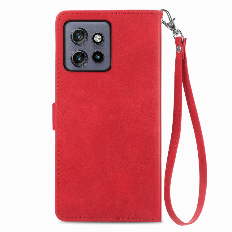 For Motorola Moto S50 Embossed Flower Zipper Leather Phone Case