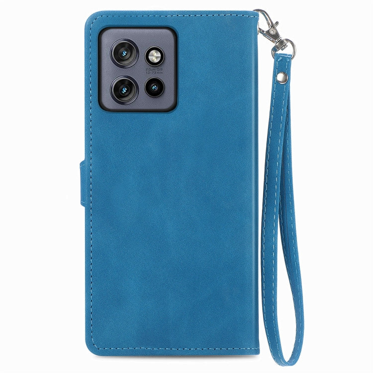 For Motorola Moto S50 Embossed Flower Zipper Leather Phone Case