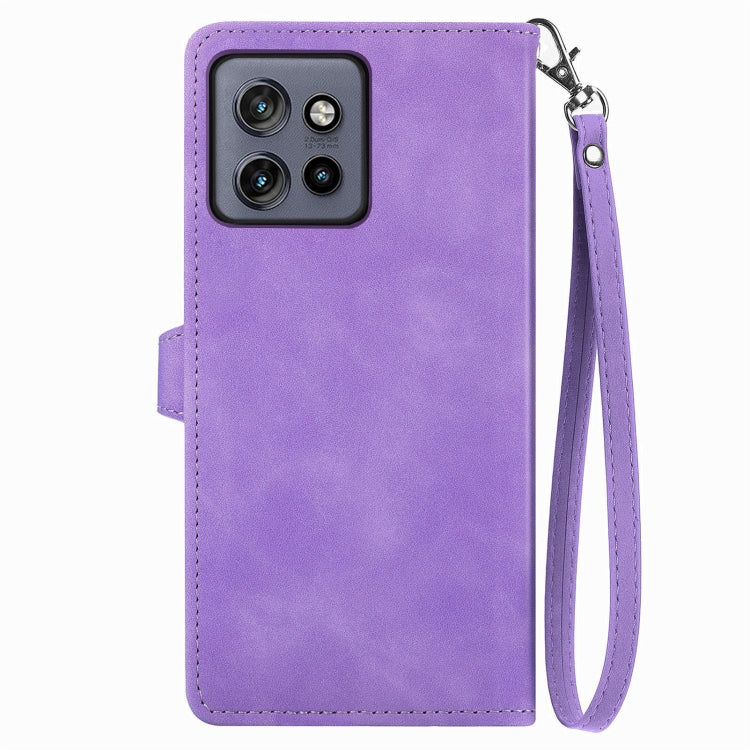 For Motorola Moto S50 Embossed Flower Zipper Leather Phone Case