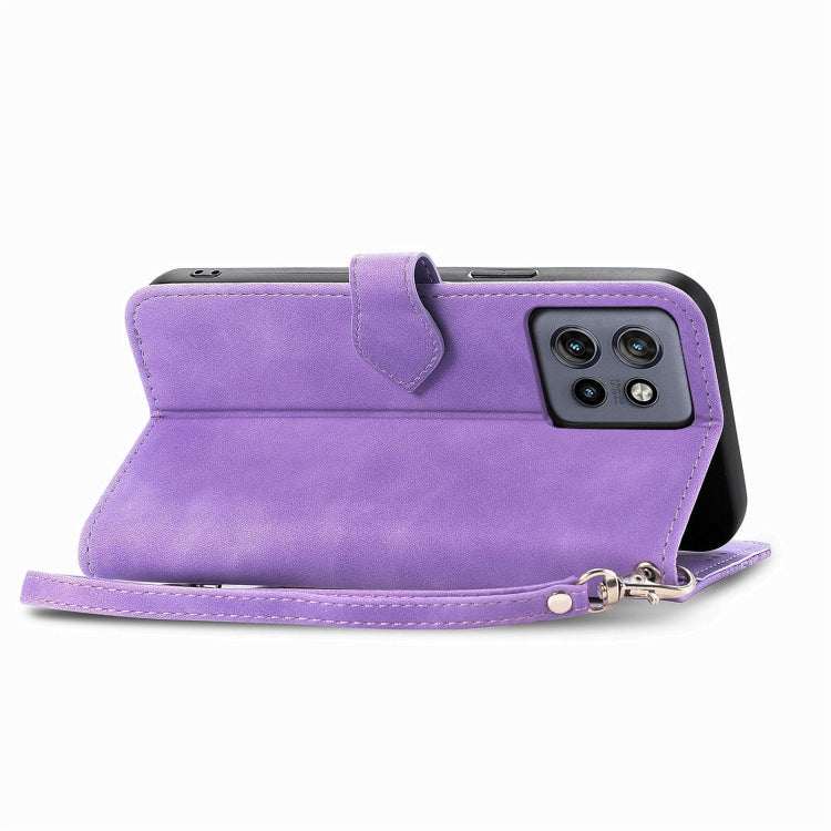 For Motorola Moto S50 Embossed Flower Zipper Leather Phone Case
