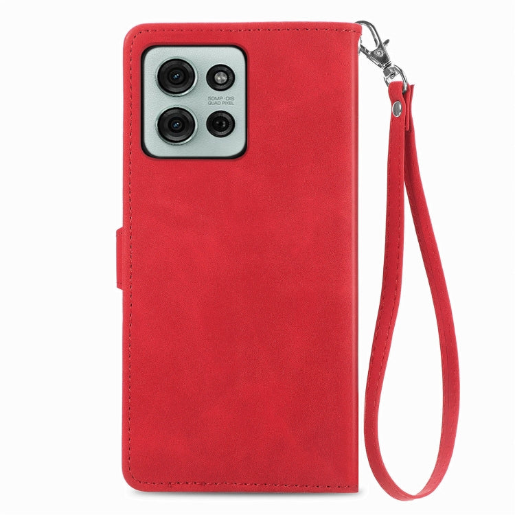 For Motorola Moto G75 5G Embossed Flower Zipper Leather Phone Case