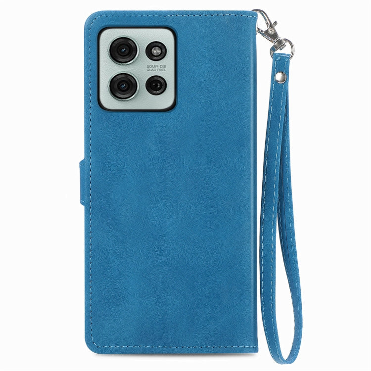 For Motorola Moto G75 5G Embossed Flower Zipper Leather Phone Case