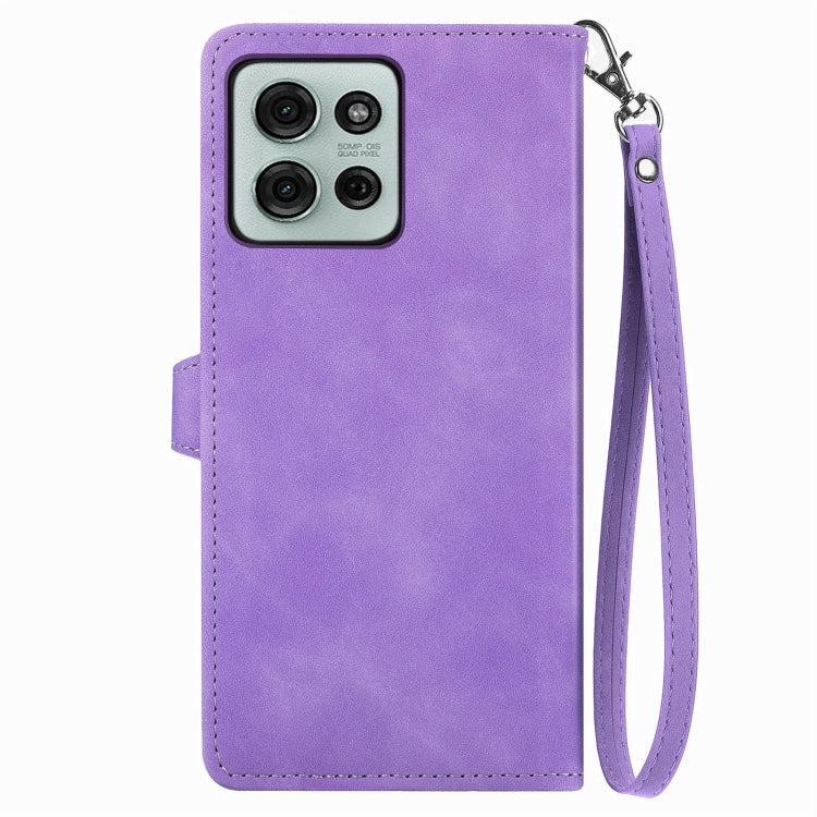 For Motorola Moto G75 5G Embossed Flower Zipper Leather Phone Case