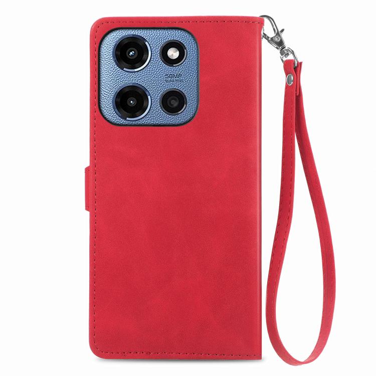 For Motorola Moto G 2025 Embossed Flower Zipper Leather Phone Case