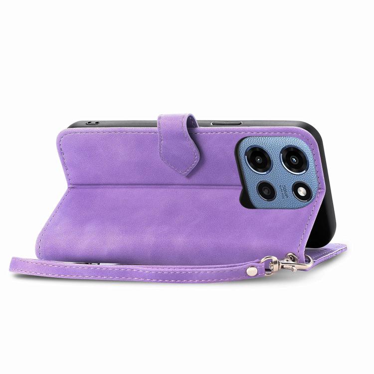 For Motorola Moto G 2025 Embossed Flower Zipper Leather Phone Case