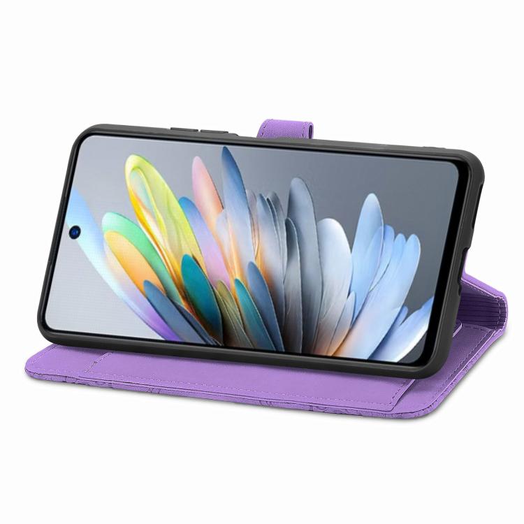 For Motorola Moto G 2025 Embossed Flower Zipper Leather Phone Case