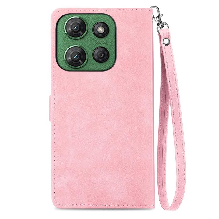 For Motorola Moto G Power 2025 Embossed Flower Zipper Leather Phone Case