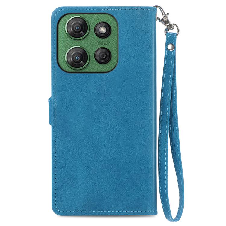For Motorola Moto G Power 2025 Embossed Flower Zipper Leather Phone Case