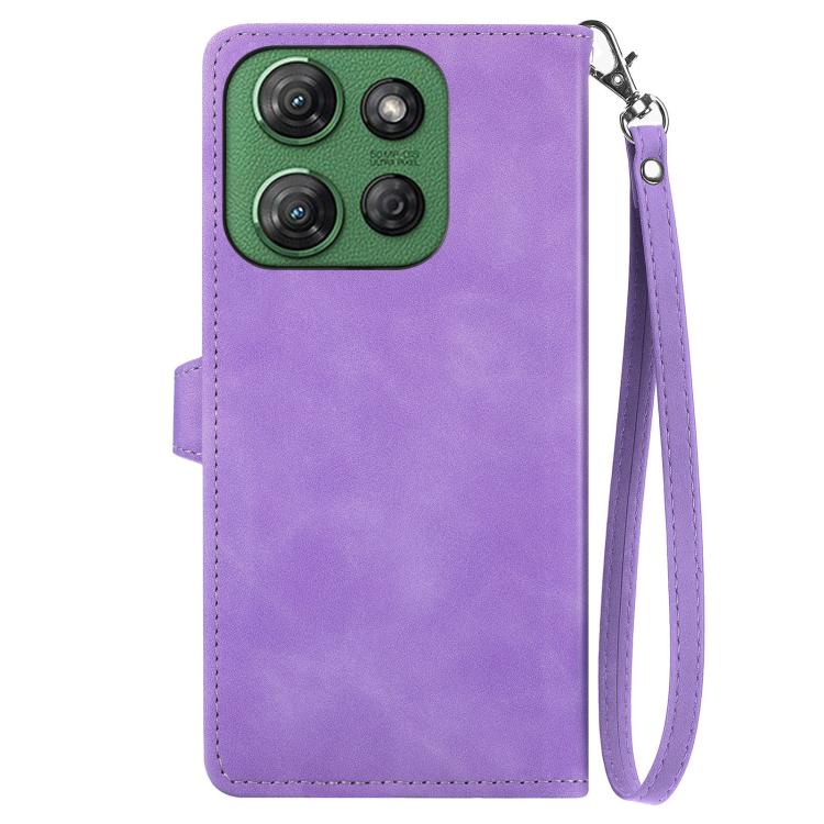 For Motorola Moto G Power 2025 Embossed Flower Zipper Leather Phone Case
