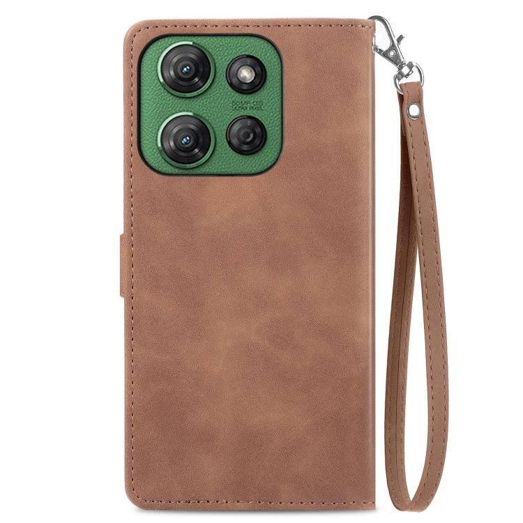 For Motorola Moto G Power 2025 Embossed Flower Zipper Leather Phone Case