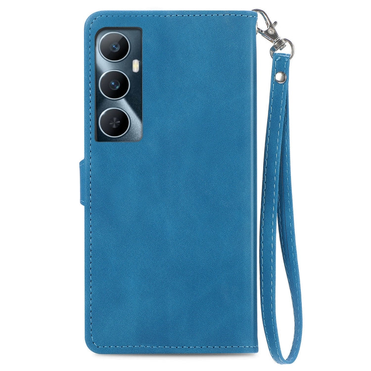 For Realme C65 Embossed Flower Zipper Leather Phone Case