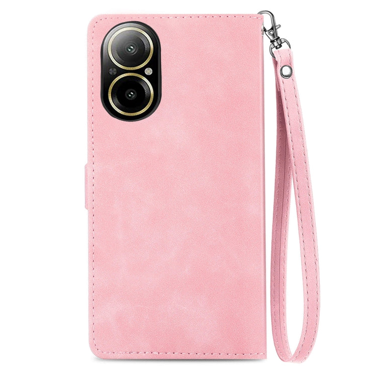 For Realme C67 4G Embossed Flower Zipper Leather Phone Case